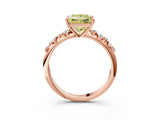 Rose gold Fancy Yellow Princess Cut Diamond Cluster Side Stone Solitaire Ring with Prong Setting_29