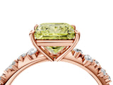 Rose gold Fancy Yellow Princess Cut Diamond Cluster Side Stone Solitaire Ring with Prong Setting_30