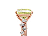 Rose gold Fancy Yellow Princess Cut Diamond Cluster Side Stone Solitaire Ring with Prong Setting_31