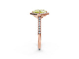 Rose gold Fancy Yellow Princess Cut Diamond Cushion Halo Ring with Pavé Band_2