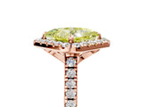 Rose gold Fancy Yellow Princess Cut Diamond Cushion Halo Ring with Pavé Band_5