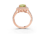Rose gold Fancy Yellow Princess Cut Diamond Double Halo Ring with Pavé Band and Prong Setting_20