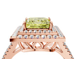 Rose gold Fancy Yellow Princess Cut Diamond Double Halo Ring with Pavé Band and Prong Setting_21