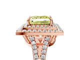 Rose gold Fancy Yellow Princess Cut Diamond Double Halo Ring with Pavé Band and Prong Setting_22