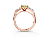 Rose gold Fancy Yellow Princess Cut Diamond Engagement Ring with Baguette Side Stones and Channel Set Band_20