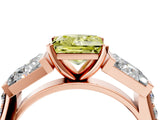 Rose gold Fancy Yellow Princess Cut Diamond Engagement Ring with Baguette Side Stones and Channel Set Band_21