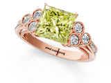 Rose gold Fancy Yellow Princess  Cut Diamond Engagement Ring with Bezel Set Round Side Stones and Prong Setting_28