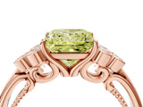 Rose gold Fancy Yellow Princess  Cut Diamond Engagement Ring with Bezel Set Round Side Stones and Prong Setting_31