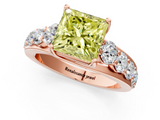 Rose gold Fancy Yellow Princess  Cut Diamond Engagement Ring with Pavé Band and Four-Prong Setting_4