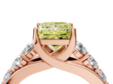 Rose gold Fancy Yellow Princess  Cut Diamond Engagement Ring with Pavé Band and Four-Prong Setting_7