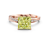 Rose gold Fancy Yellow Princess Cut Diamond Engagement Ring with Side Stone Accents and Four-Prong Setting_24