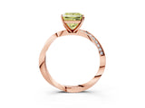 Rose gold Fancy Yellow Princess Cut Diamond Engagement Ring with Side Stone Accents and Four-Prong Setting_27