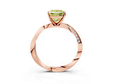 Rose gold Fancy Yellow Princess Cut Diamond Engagement Ring with Side Stone Accents and Four-Prong Setting_99
