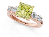 Rose gold Fancy Yellow Princess  Cut Diamond Five-Stone Prong Set White Gold Ring_30