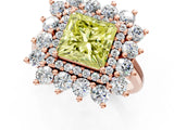 Rose gold Fancy Yellow Princess Cut Diamond Floral Double Halo Engagement Ring with Prong Setting_25
