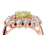 Rose gold Fancy Yellow Princess Cut Diamond Floral Double Halo Engagement Ring with Prong Setting_28