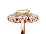 Rose gold Fancy Yellow Princess Cut Diamond Floral Double Halo Engagement Ring with Prong Setting_29