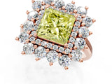 Rose gold Fancy Yellow Princess Cut Diamond Floral Double Halo Engagement Ring with Prong Setting_73