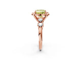 Rose gold Fancy Yellow Princess  Cut Diamond Floral Halo Engagement Ring with Shared Prong Setting 2