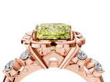 Rose gold Fancy Yellow Princess  Cut Diamond Floral Halo Engagement Ring with Shared Prong Setting 4