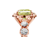 Rose gold Fancy Yellow Princess  Cut Diamond Floral Halo Engagement Ring with Shared Prong Setting 5