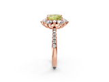 Rose gold Fancy Yellow Princess  Cut Diamond Floral Halo Pave Band with Prong Setting_2
