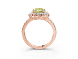 Rose gold Fancy Yellow Princess  Cut Diamond Floral Halo Pave Band with Prong Setting_3