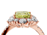 Rose gold Fancy Yellow Princess  Cut Diamond Floral Halo Pave Band with Prong Setting_4