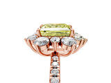 Rose gold Fancy Yellow Princess  Cut Diamond Floral Halo Pave Band with Prong Setting_5