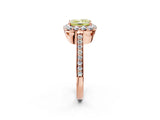 Rose gold Fancy Yellow Princess Cut Diamond Floral Halo Ring with Pavé Band and Prong Setting_5