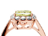 Rose gold Fancy Yellow Princess Cut Diamond Floral Halo Ring with Pavé Band and Prong Setting_7