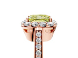 Rose gold Fancy Yellow Princess Cut Diamond Floral Halo Ring with Pavé Band and Prong Setting_8