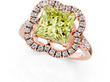 Rose gold Fancy Yellow Princess Cut Diamond Floral Halo Split Shank Prong Setting Ring_1
