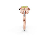 Rose gold Fancy Yellow Princess Cut Diamond Floral Halo Split Shank Prong Setting Ring_2