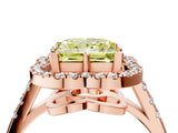 Rose gold Fancy Yellow Princess Cut Diamond Floral Halo Split Shank Prong Setting Ring_4