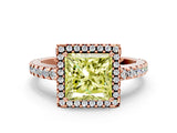 Rose gold Fancy Yellow Princess Cut Diamond Halo Engagement Ring with Pavé Band and Prong Setting_27