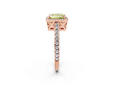 Rose gold Fancy Yellow Princess Cut Diamond Halo Engagement Ring with Pavé Band and Prong Setting_29