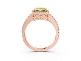 Rose gold Fancy Yellow Princess Cut Diamond Halo Engagement Ring with Pavé Band and Prong Setting_30