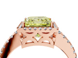Rose gold Fancy Yellow Princess Cut Diamond Halo Engagement Ring with Pavé Band and Prong Setting_31