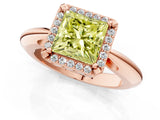 Rose gold Fancy Yellow Princess  Cut Diamond Halo Engagement Ring with Split Shank and Four-Prong Setting_30