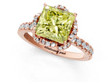 Rose gold Fancy Yellow Princess Cut Diamond Halo Pave Band with Four-Prong Setting_4