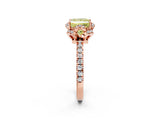 Rose gold Fancy Yellow Princess Cut Diamond Halo Pave Band with Four-Prong Setting_5