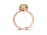 Rose gold Fancy Yellow Princess Cut Diamond Halo Pave Band with Four-Prong Setting_6