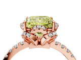 Rose gold Fancy Yellow Princess Cut Diamond Halo Pave Band with Four-Prong Setting_7