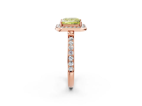 Rose gold Fancy Yellow Princess Cut Diamond Halo Ring with Bezel Frame and Pavé Band_2