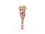 Rose gold Fancy Yellow Princess Cut Diamond Halo Ring with Milgrain Pavé Band and Four-Prong Setting_19