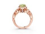 Rose gold Fancy Yellow Princess Cut Diamond Halo Ring with Milgrain Pavé Band and Four-Prong Setting_20