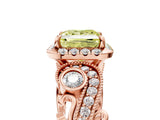 Rose gold Fancy Yellow Princess Cut Diamond Halo Ring with Milgrain Pavé Band and Four-Prong Setting_22