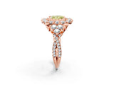 Rose gold Fancy Yellow Princess Cut Diamond Halo Ring with Pavé Band and Four-Prong Setting_19