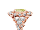 Rose gold Fancy Yellow Princess Cut Diamond Halo Ring with Pavé Band and Four-Prong Setting_22